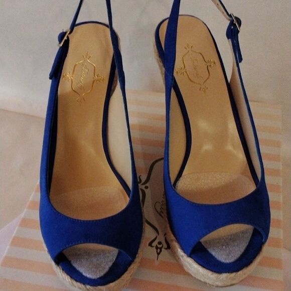 Footcandy Royal Blue Suede Wedge Espadrilles - Picture 9 of 9
